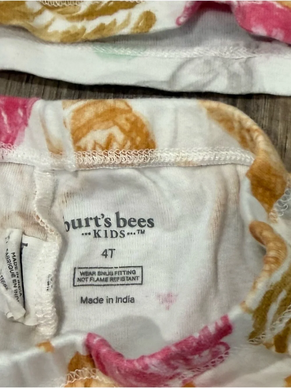 Burt’s Bees Kids Girls 4T Ice Cream Pajama Set PJs